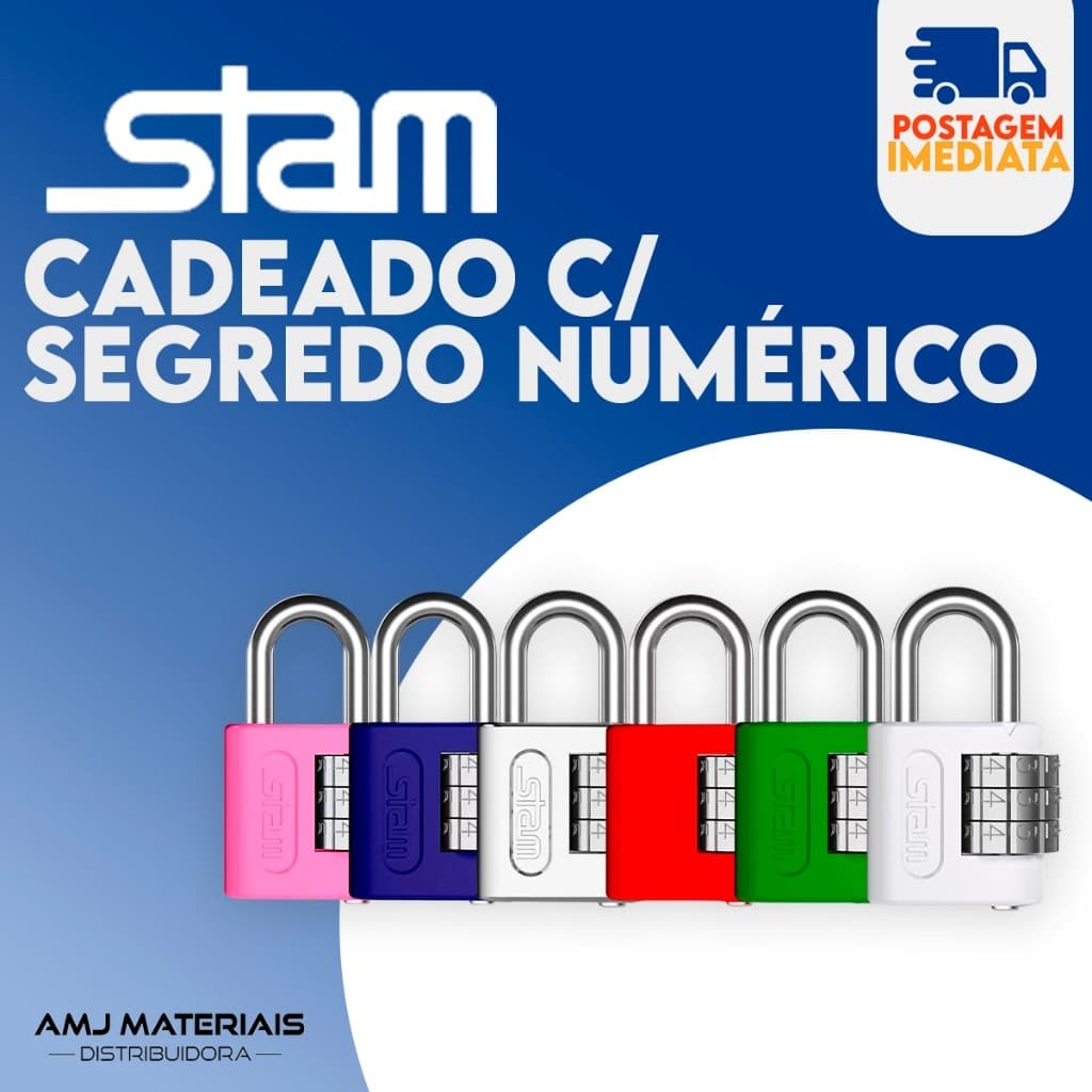 Kit 1/2/3 Cadeado Original Stam Segredo Numérico (Várias Cores) 25mm Mala, Mochilas, Armários, Bolsa X PROMO