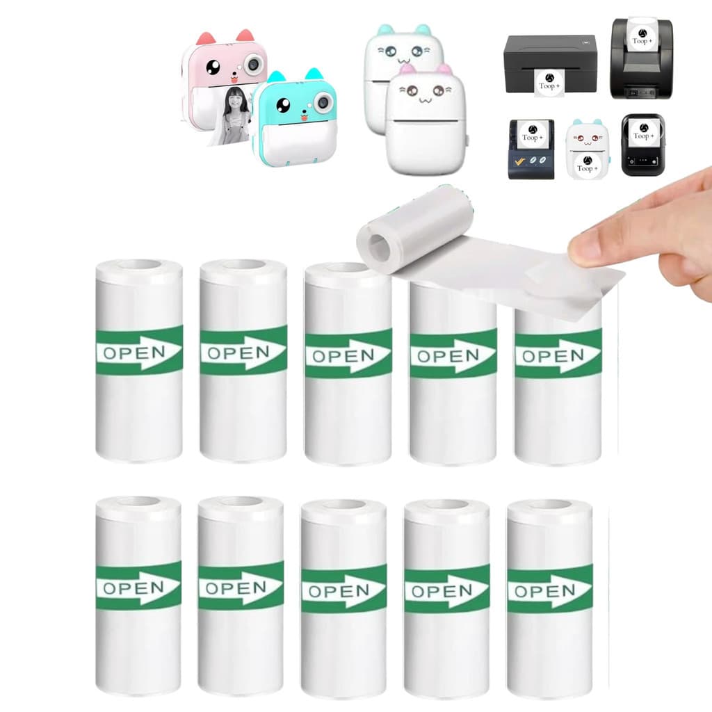 Kit 5 Bobina Etiqueta Térmica Adesiva 57x30mm Branco Rolo Para Mini Impressora Portátil