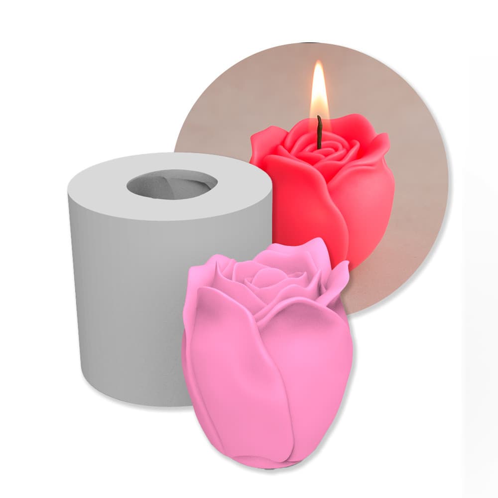 Forma de Silicone Flor Botão de Rosa Gratidão para Artesanato Vela Sabonete Resina Decoração