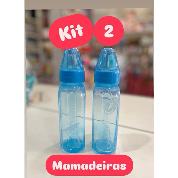 Kit 2 Mamadeiras Pepeta Retrô Bico Redondo 240 ml