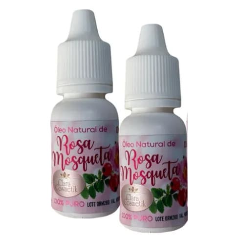 Kit c/ 02 Un Óleo Natural De Rosa Mosqueta 10ml - Clara Cosmetik