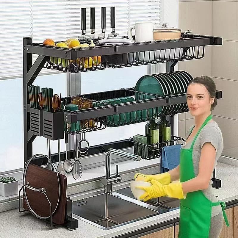 Escorredor De Louça Suspenso Boutique 85cm Kitchen Rack Aço Inoxidável  Pra Cozinha Organizador Louça Qualidade