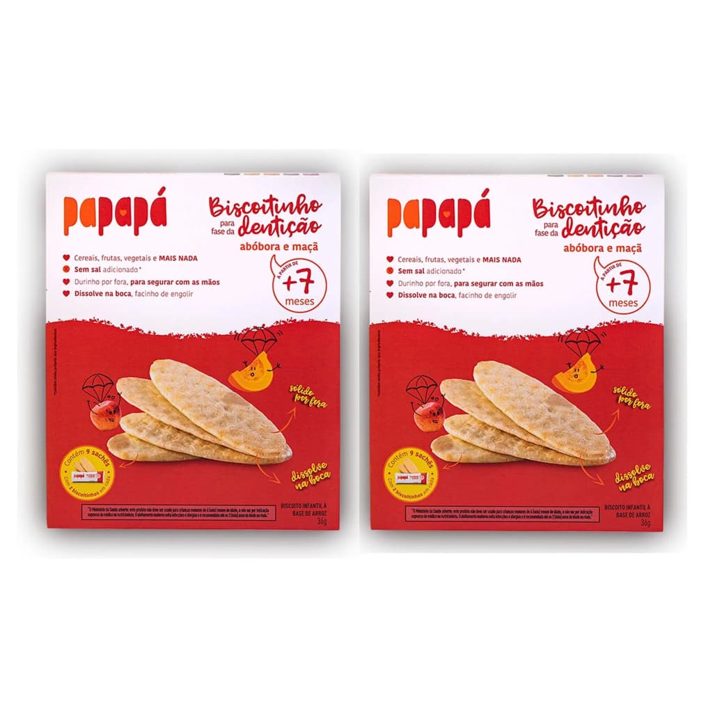 Kit 2x Biscoitinhos Para Dentição Orgânico Maçã Abóbora 36g
