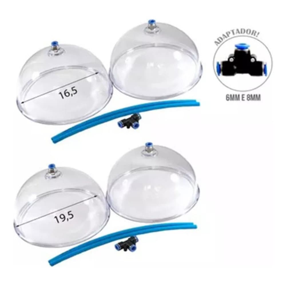Ventosas Pump Up Para Glúteos 16 E 19 Cm com Mangueira e Conectores OGP