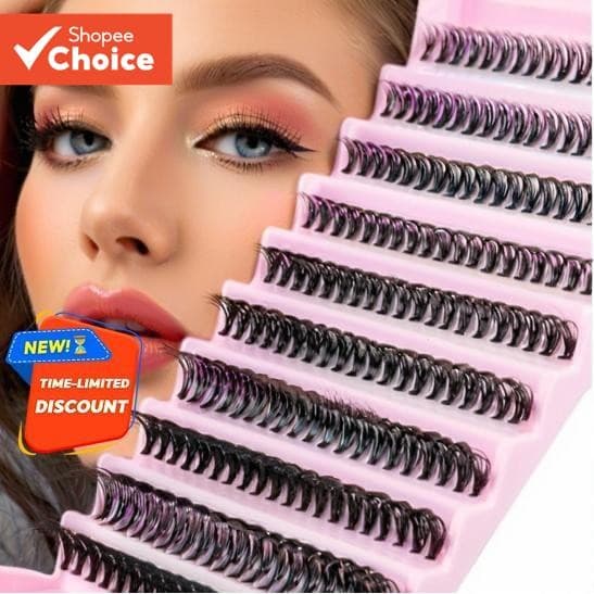 Kit De Extensões De Cílios Encaracolados D Fofos-Tufos DIY De 200 Peças 8-16 Mm