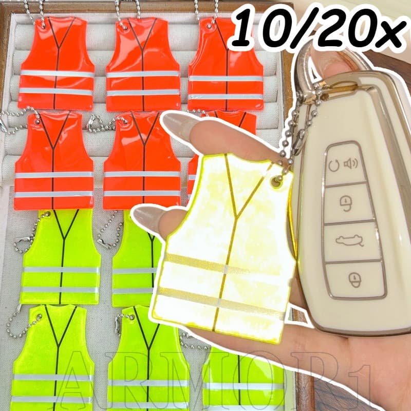 10/20 Unidades Chaveiro Reflexivo Em Forma De Colete De Segurança-Presentes Para Amigos , Amantes-Refletor Noturna-Ornam