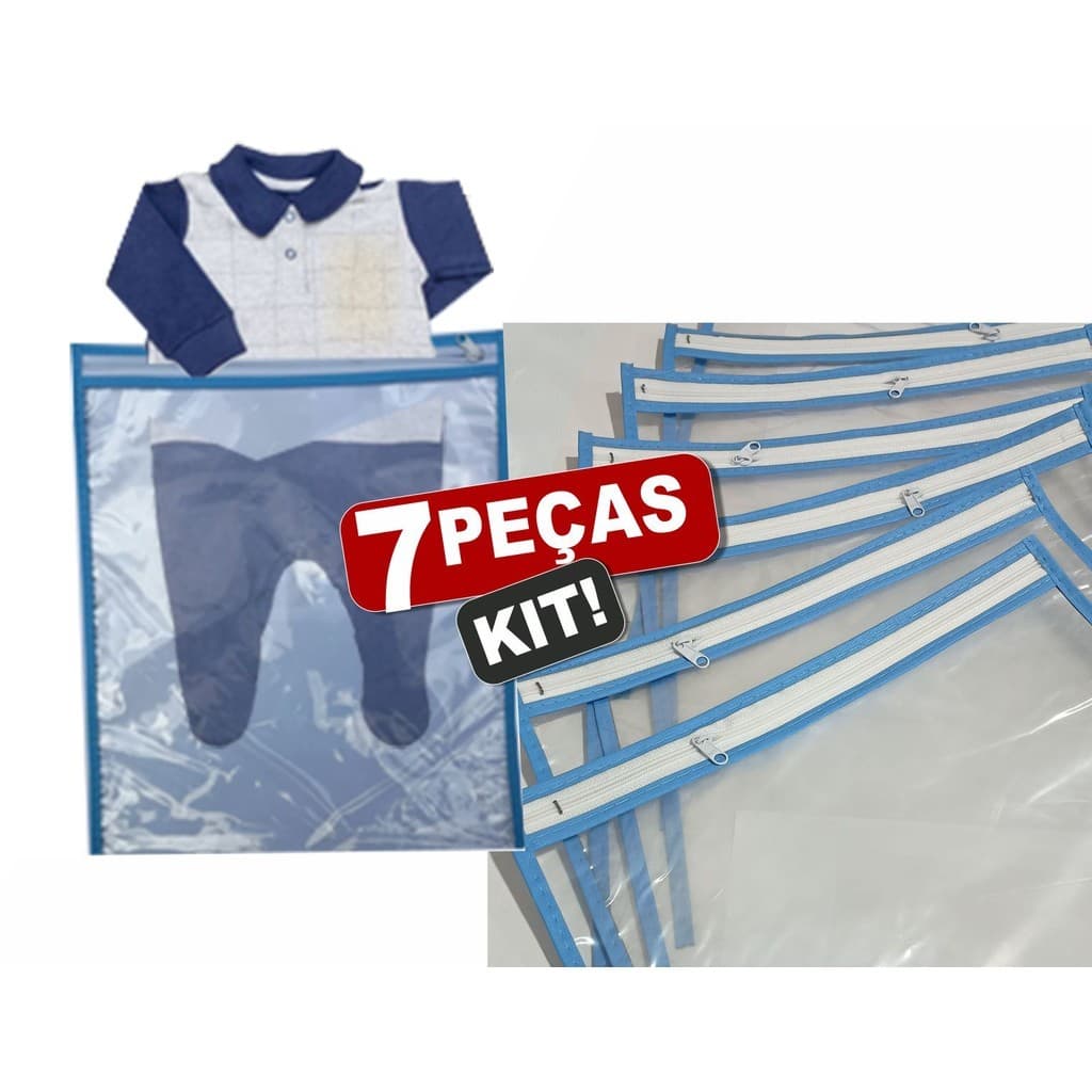kit com 7 Saco Envelope Impermeável com Zíper para roupa suja molhada Maternidade 27 x 33