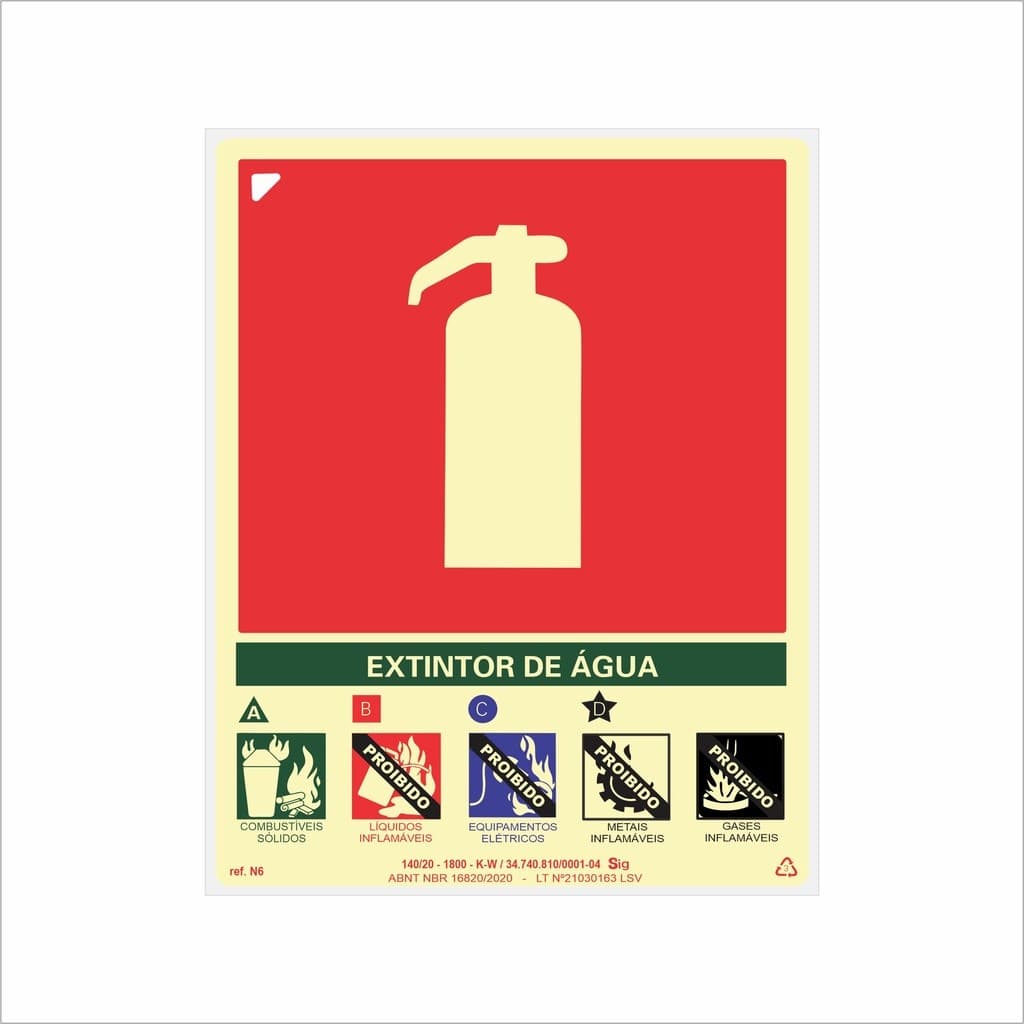 Placa de Sinalização Extintor Água
