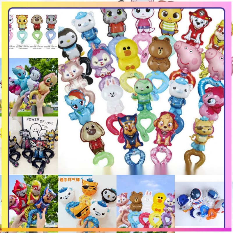 [Em estoque] Wang Wang Team Tom Cat Transformers Kulomi Dinosaur Super estilo de balão de pulso mão com0DSF