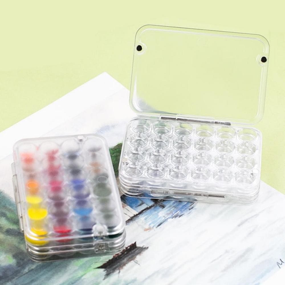 Paleta De Aquarela Vazia Pequena De 24 Grades Caixa De Pintura Hidratante Mini Arte Portátil Para Esboçar Estudante Em M