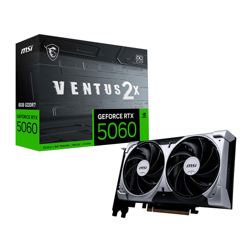 Placa de Vídeo MSI NVIDIA GeForce RTX 5060 VENTUS 2X OC, 8GB, GDDR7, 128 Bits - 912-V537-017