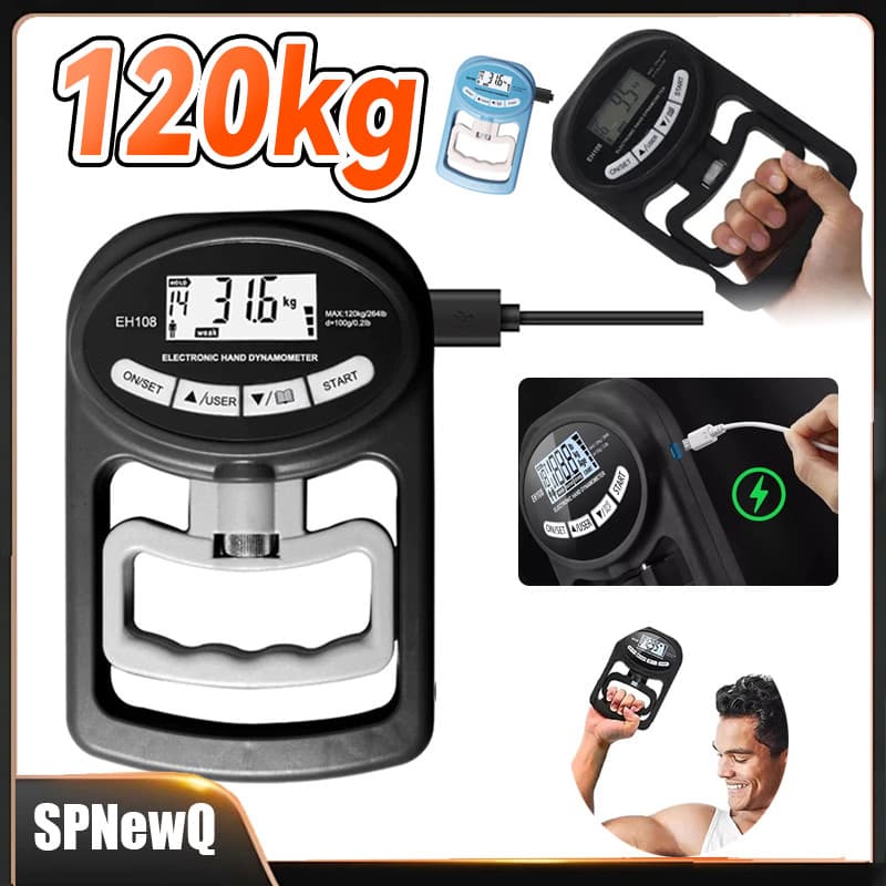 Treinador Execitador De Mão Testador Força Dinamometro 120kg Testador Eletrônico De Força De Preensão