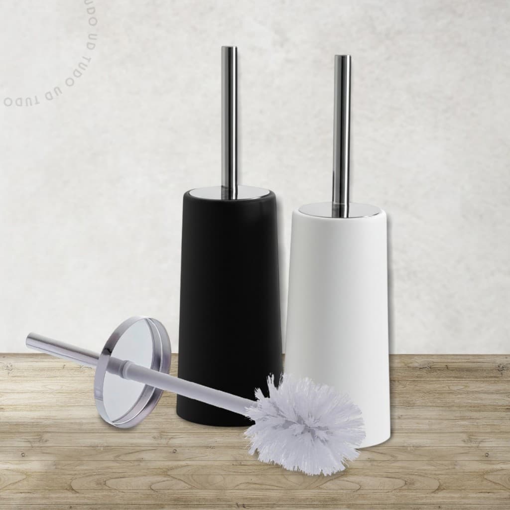 Escova Sanitária Cabo Inox Suporte Plástico Polipropileno Redondo Banheiro