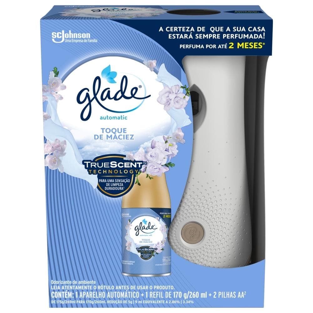 Odorizador de Ambiente Glade Automatic Spray Aparelho + Refil Toque de Maciez 260ml