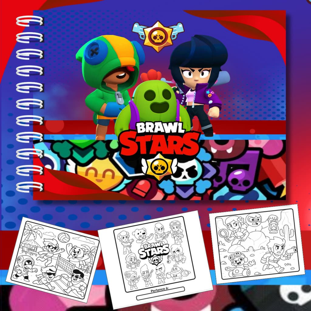 Livro De Colorir Brawl Star Capa Dura 50 Desenhos Folha 180g