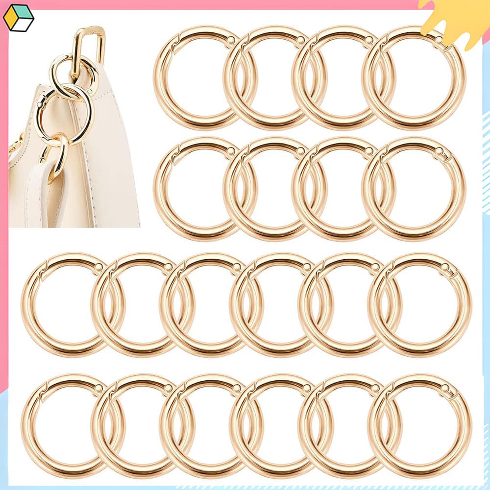 20 peças, fecho de pressão de mola de liga de zinco redondo para bolsas, ganchos de pressão de fivela de anel em O,32 mm