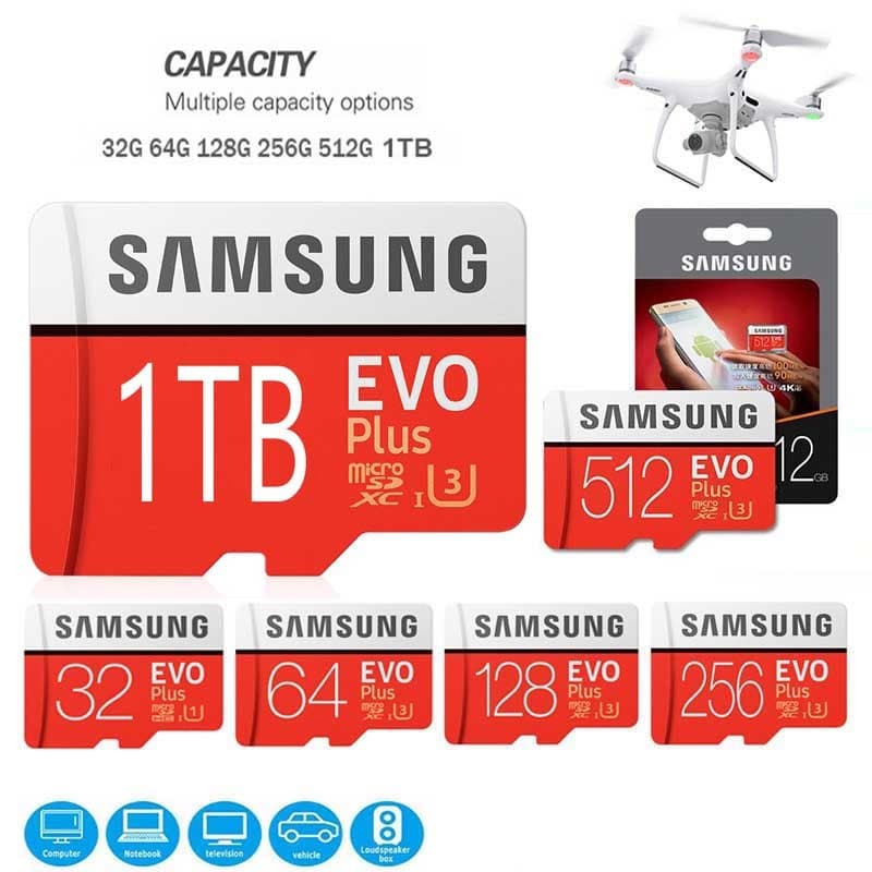 Cartão De Memória De Alta Velocidade samsung EVO Plus 32GB 64GB 128GB 256GB 512GB 1TB mecard Micro sd Classe 10 TF Flash