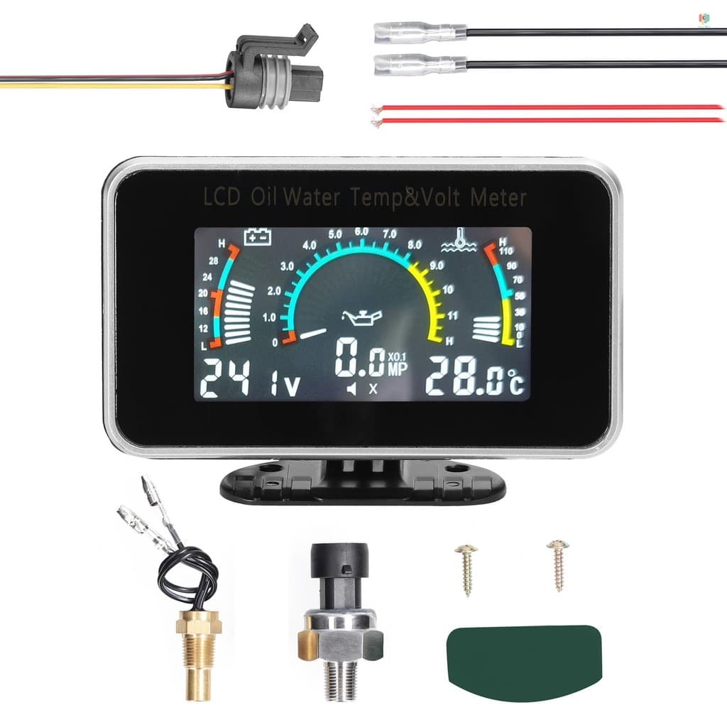 Medidor LCD 3 Em 1 Para Carro , Digital De Pressão De Óleo De Temperatura Da Água , Instrumento Universal 9-36V Caminhão