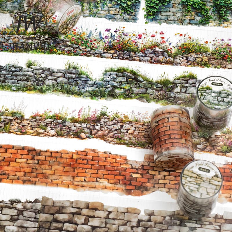 JIANWU 50mm * 200cm Verde Flor Selvagem Série De Parede Vintage Paisagem Material Colagem Fita PET Criativo DIY Diário P