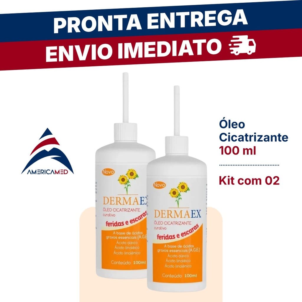 Kit 2 Óleo DERMAEX  A.G.E Feridas e Escaras Dersani Óleo De Girassol 100ml Cicatrizante