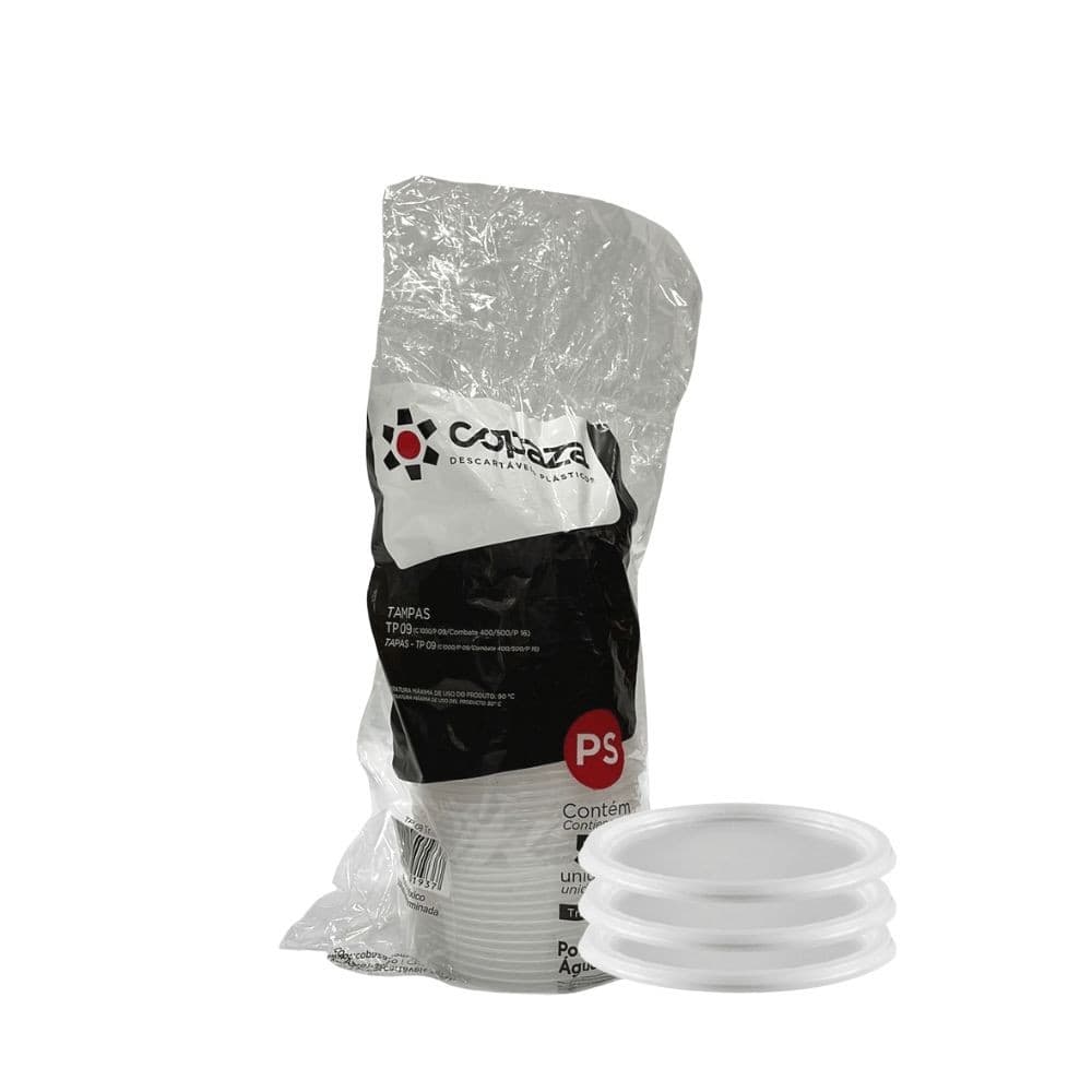 Tampa TP-09 Translúcida para copo 1.000ml e Potes P09/16 Copaza com 50 unidades