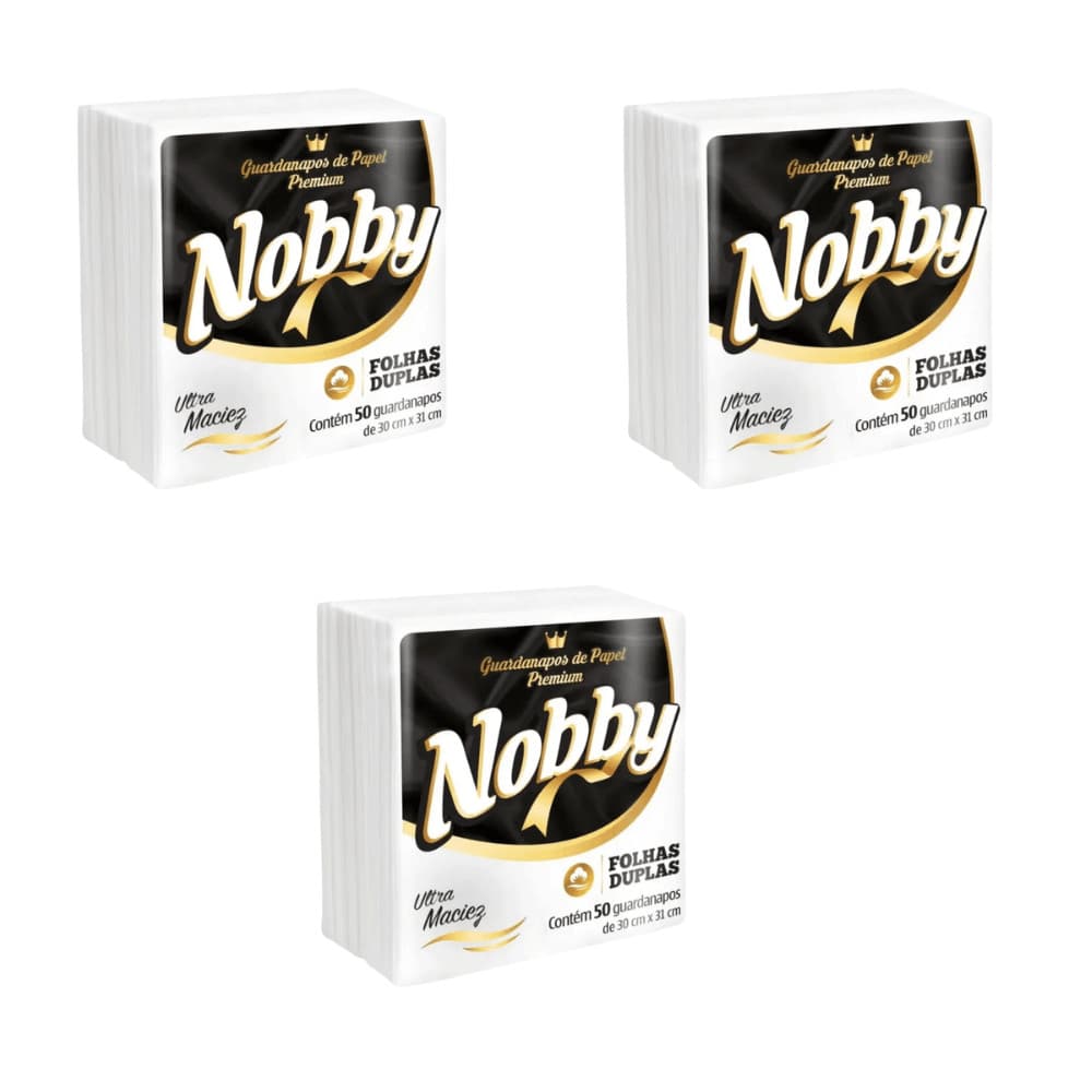Kit 3 Pacotes Guardanapo 30x31cm Folha Dupla Nobby com 50 folhas