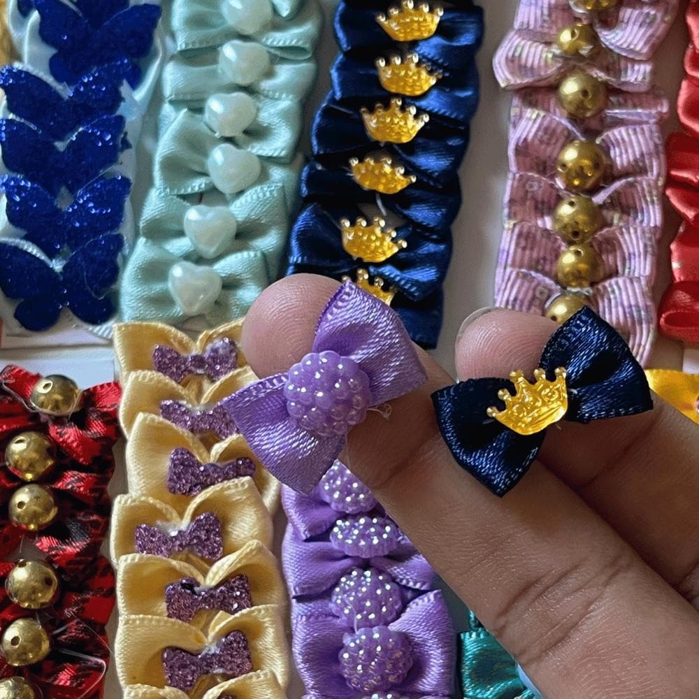 Laços Pet Topete Cartela 60 unidades Tamanho P 2,5cm Premium