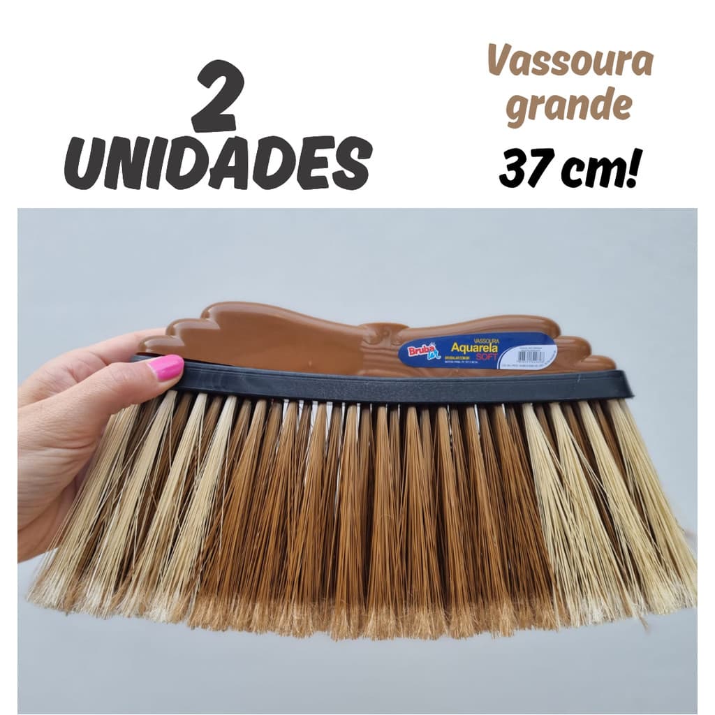 Kit 2 Vassoura grande nova aquarela soft macia fio estabilizado sem cabo