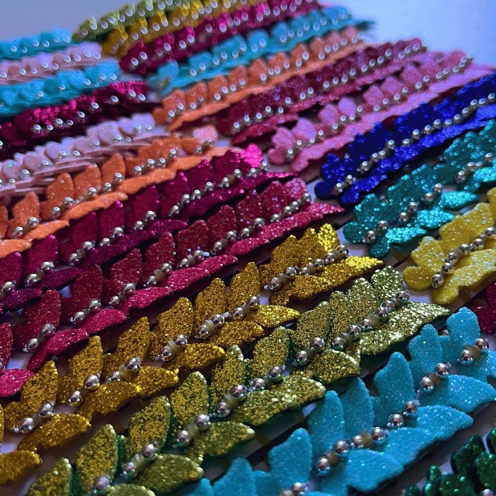 Laços Pet para Penteado 120 unidades Borboleta Glitter Tam P