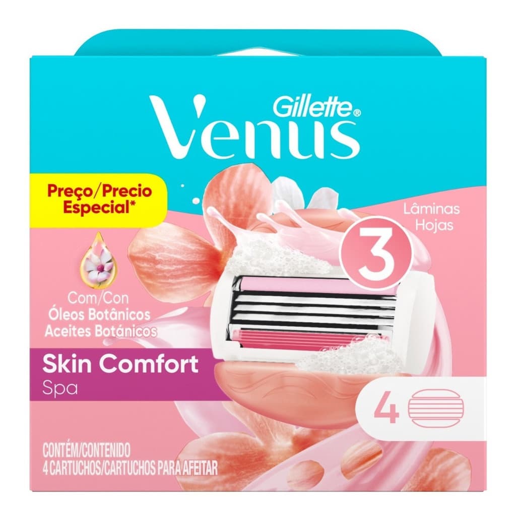 Refil Lâminas Venus Skin Comfort Spa 4 Unidades Gillette