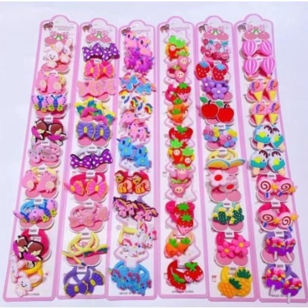 ANA1108 KIT 40unidades de xuxinhas com Detalhes de Silicone Laço/Coroa/Unicornio/muitos Modelo Aleatorio