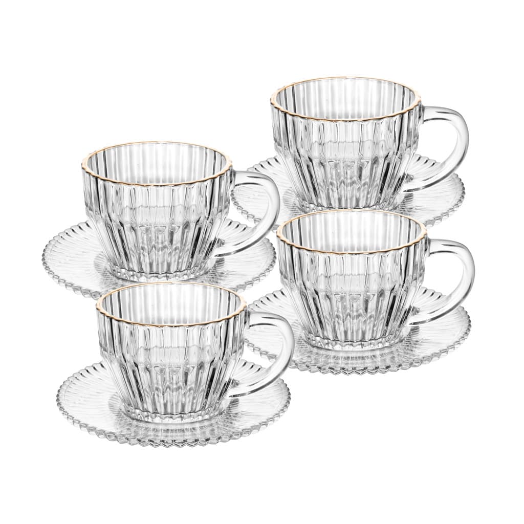 Conjunto 4 Xícaras de Café de Cristal com Fio de Ouro Imperatriz 110ml Wolff