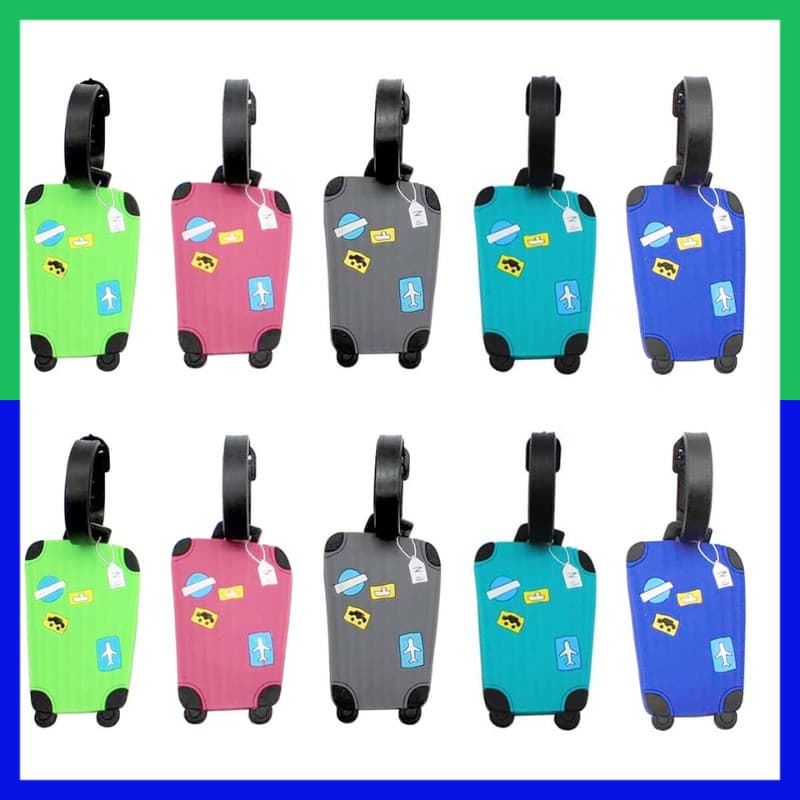Kit 10 Identificador de Mala de Viagem Tag de Bagagem Férias Avião Etiqueta de Silicone Premium (5 cores, MALINHA)