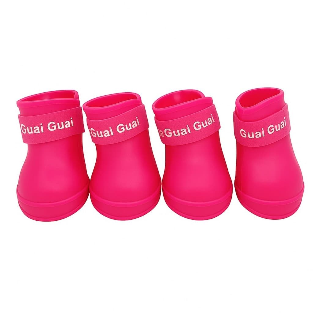 Bota de Silicone para Cachorro Gato Pet Botinha Protetor de Pata 4 Unidades Antiderrapante Rosa