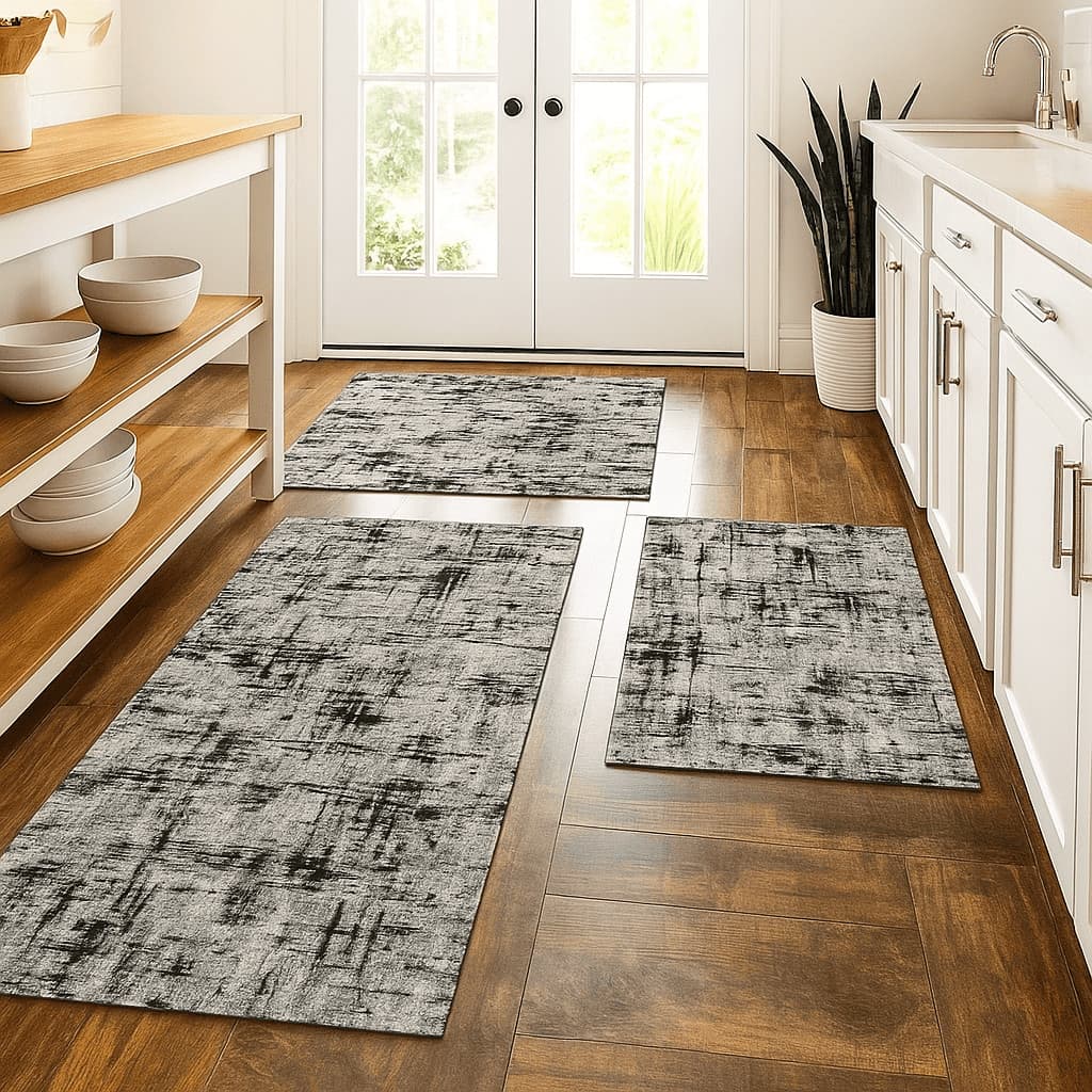 Jogo Passadeira Tapete Para Cozinha Antiderrapante 3 Peças Moderno Cores Diversas