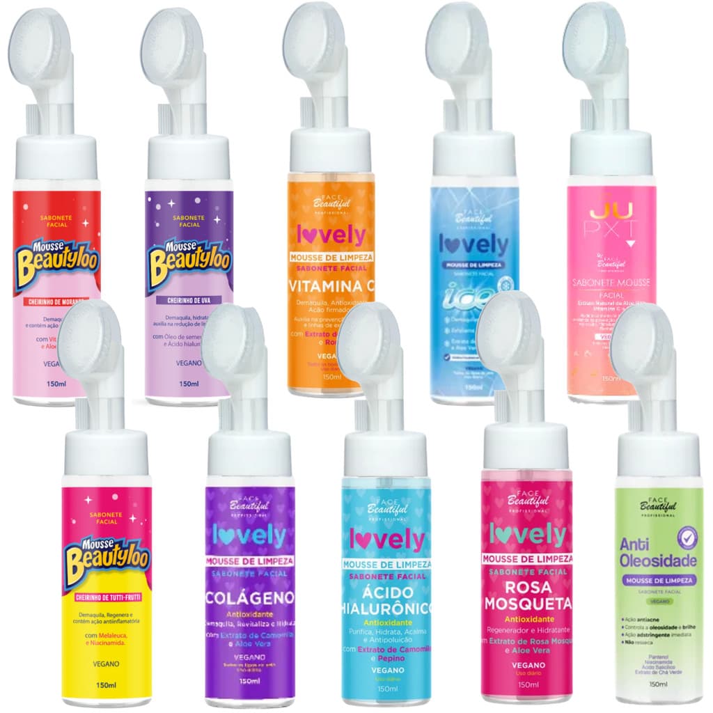 Kit 24 Sabonetes Facial Mousse Espuma De Limpeza Com Esponjinha Lovely 150ml Face Beautiful