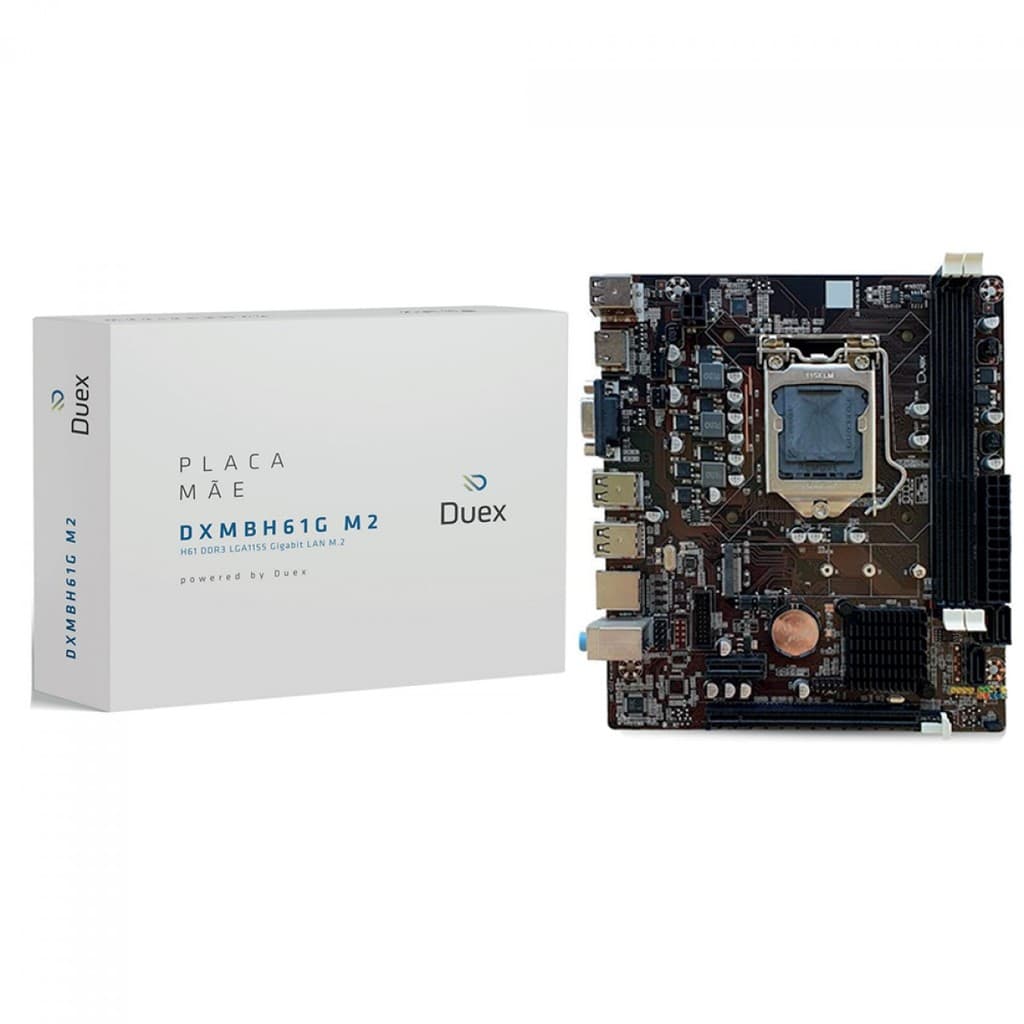 Placa Mãe Duex DXMBH61G M2, Chipset H61,Intel LGA 1155, (2 e 3 gen) mATX, DDR3 - DXMBH61G