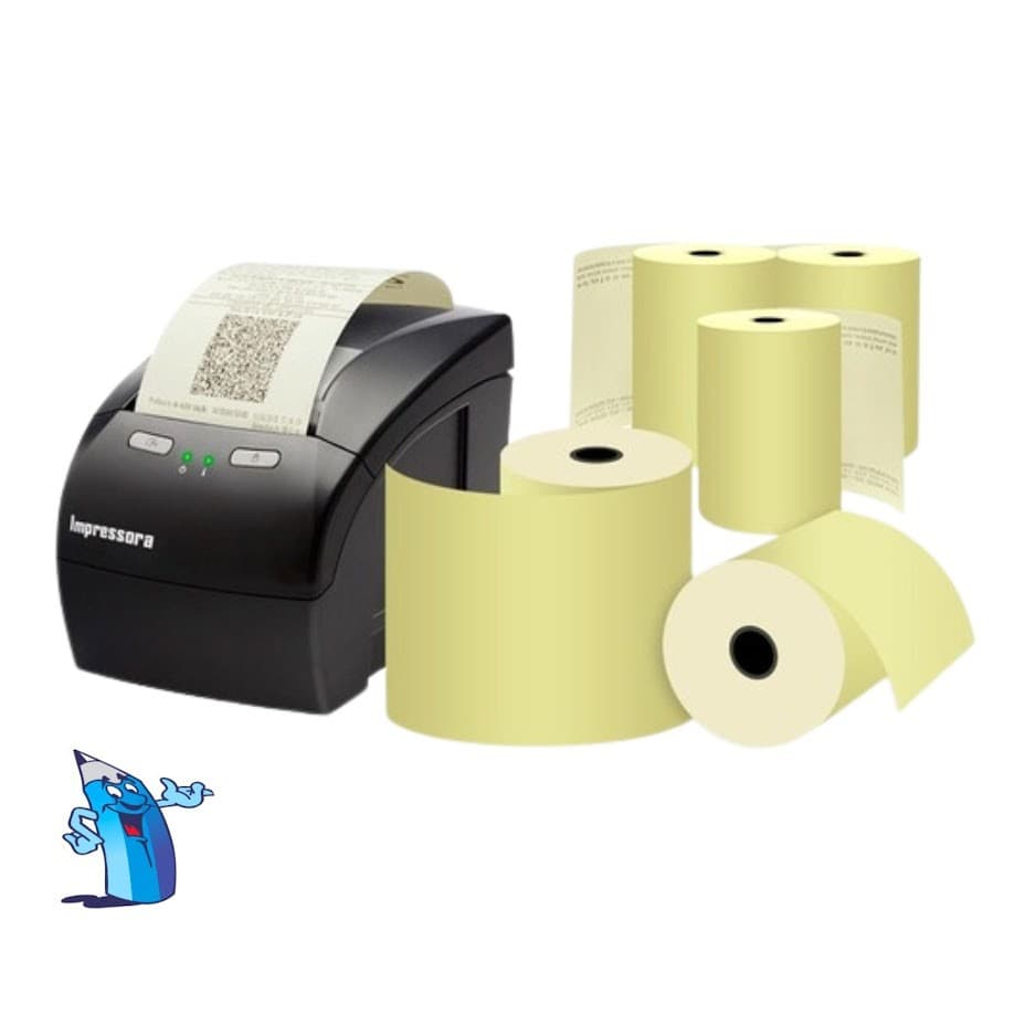 KIT BOBINA NOTA FISCAL TÉRMICA 80 METROS x 79MM AMARELA LISA 6/8/12/16 UNIDADES