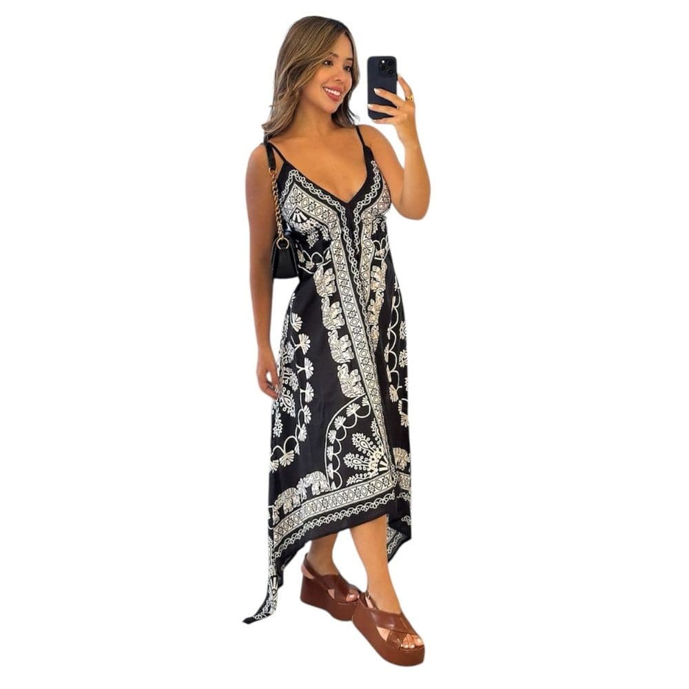 Vestido Indiano de Ponta Estampado