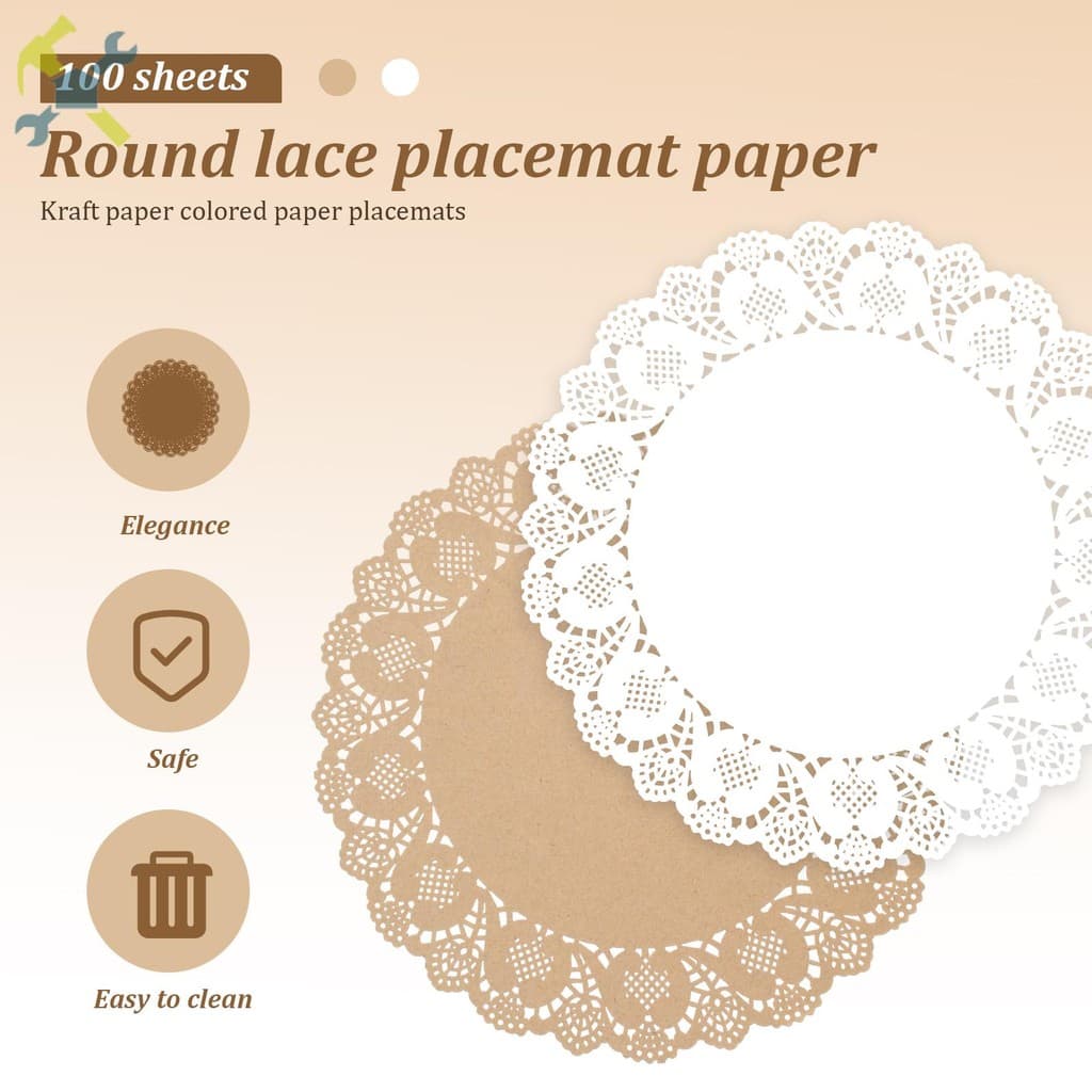 Kit 100 Papel Rendado Doilie Toalha de Papel Rendada Redonda Doilies Sousplat Descartável Convite Decoração 31cm 36cm