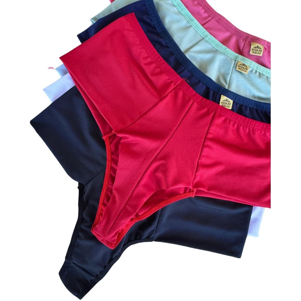 KIT Calcinha Fio DUPLO Calçola Cintura Alta Microfibra Lisa Redutora Lateral Larga Conforto Lingerie