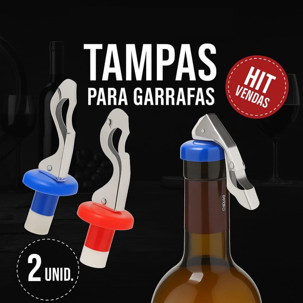 Rolha para Garrafa De Vidro 2 Peças Tampa de Vinho Inox