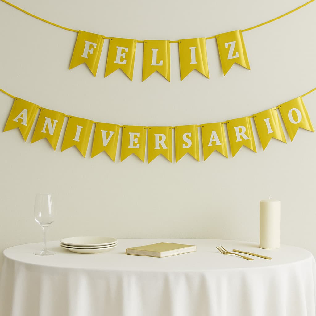Faixa Decorativa Grande - Feliz Aniversario Metalizado 12x17CM