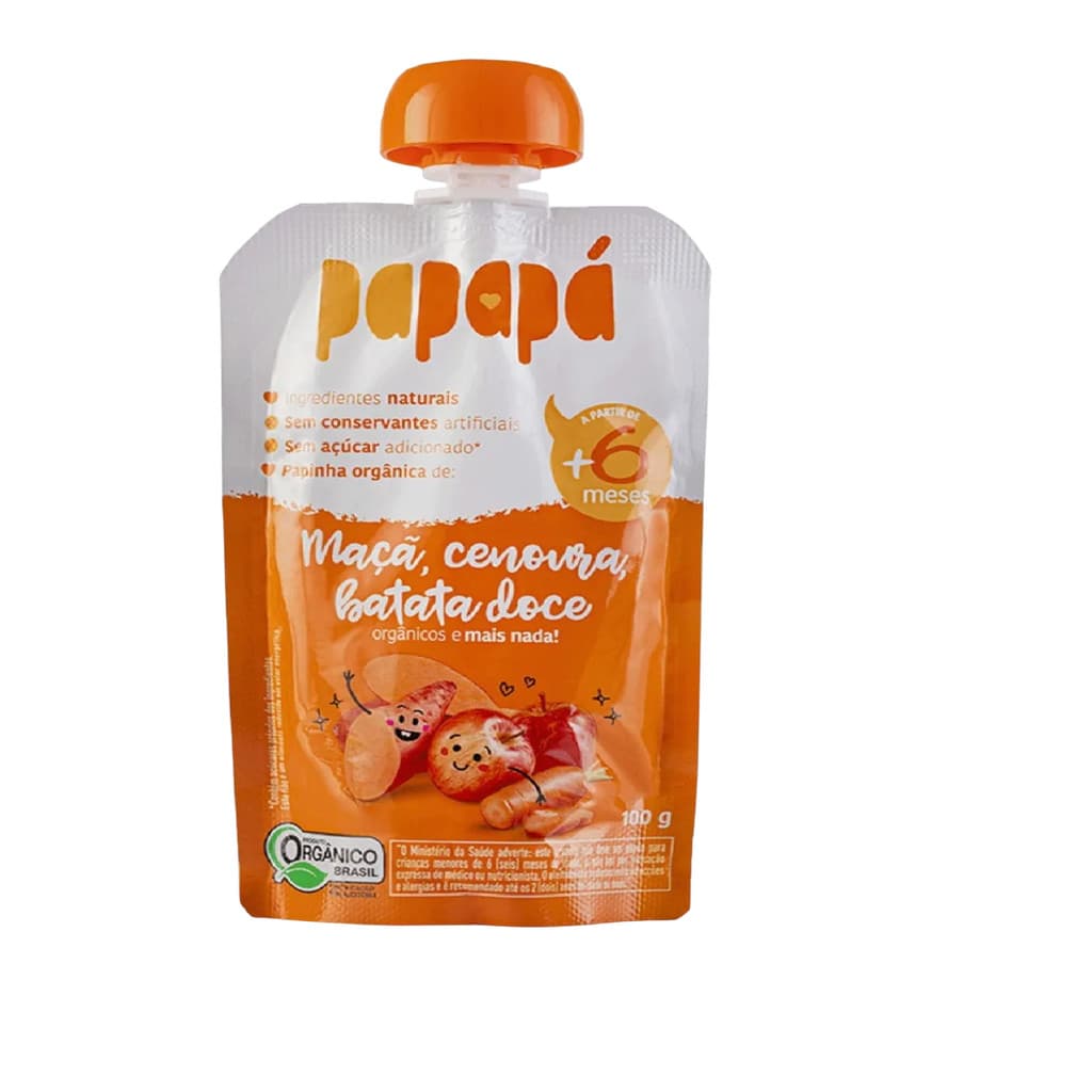 Papinha Orgânica Maçã, Cenoura, Batata-Doce Papapá 100g
