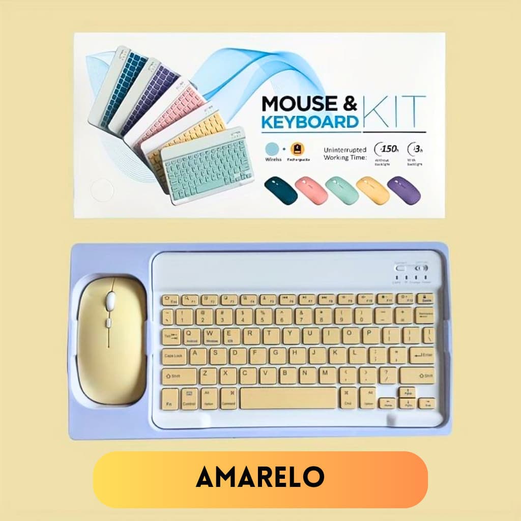 Teclado + Mouse Via Bluetooth Compacto e Design Moderno - Compatível Com Smartphones/Notebook/Tablet