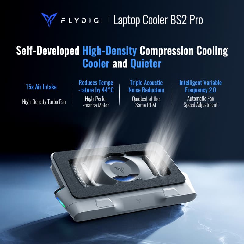 Flydigi BS2 pro Laptop Cooler Overclocking Pressão Ar Dupla Redução De Ruído Inteligente Frequência Variável Suporte De
