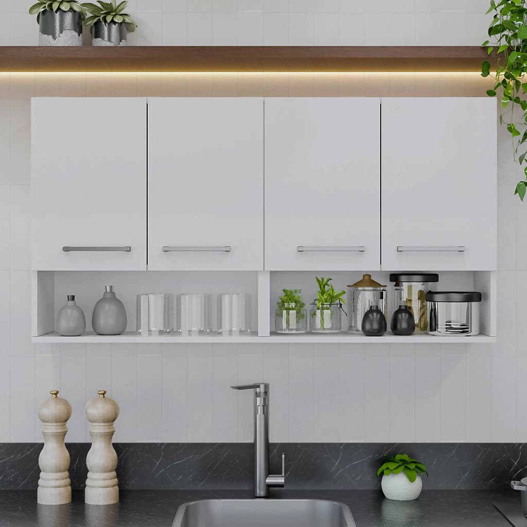 Armário Suspenso para Cozinha com 3 ou 4 Portas e Nicho AJL