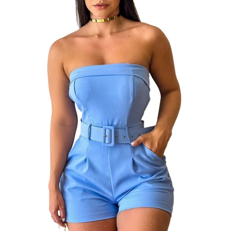 Macaquinho no Crepe de Alfaiataria Social Com Cinto