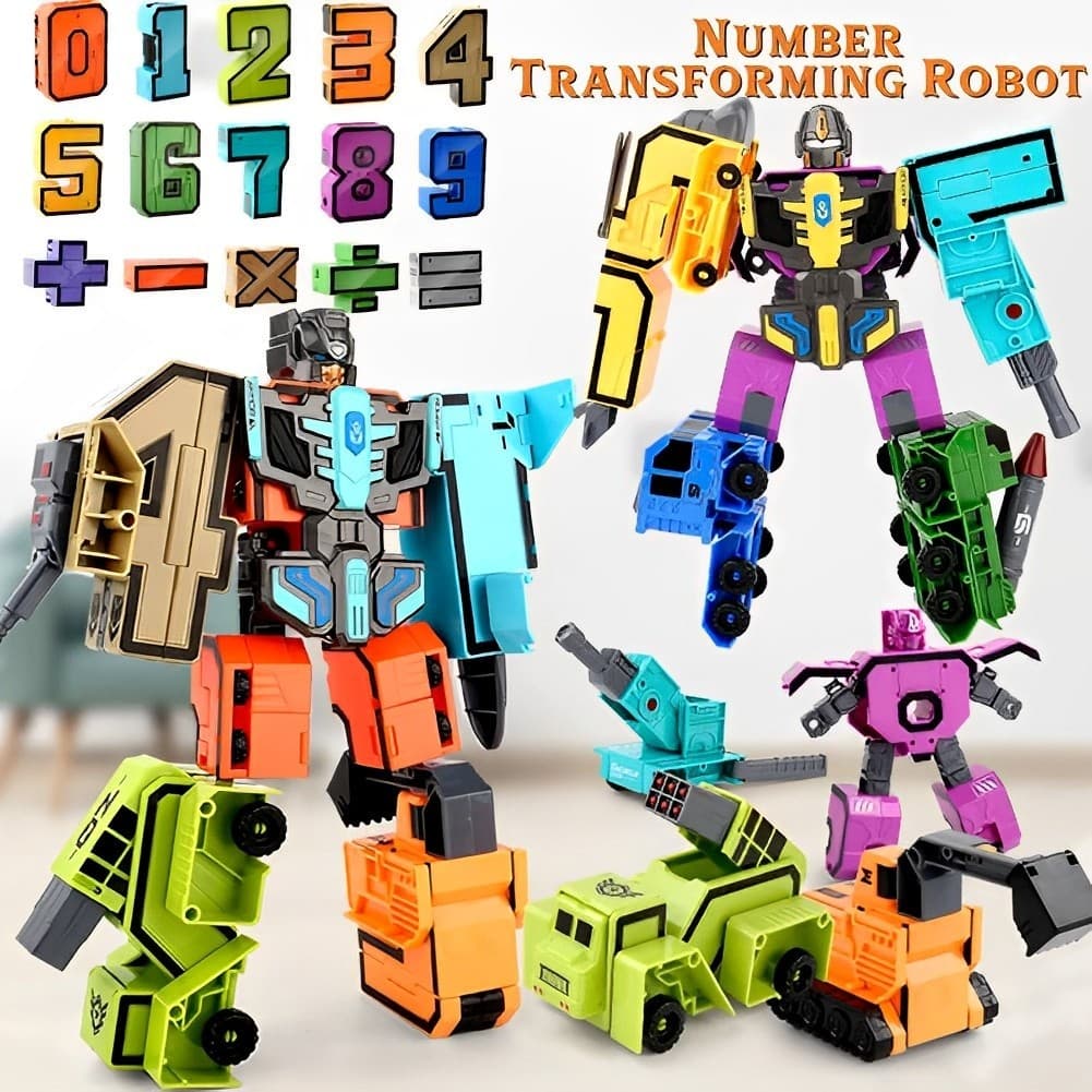 Robôs Transformers de Números 0-9 – Brinquedo de Aprendizado Criativo para Crianças