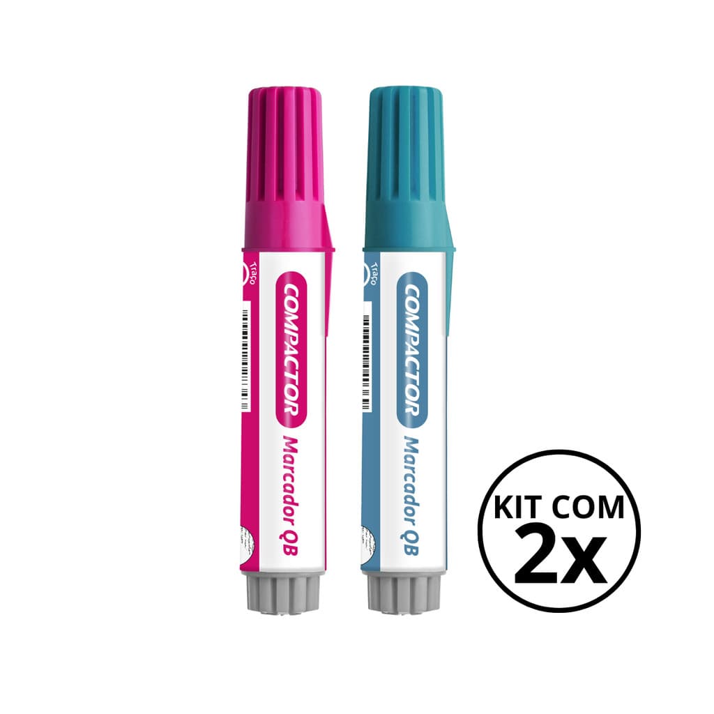 Kit com 2 Marcadores Para Quadro Branco - COMPACTOR COR:ROSA+TURQUESA